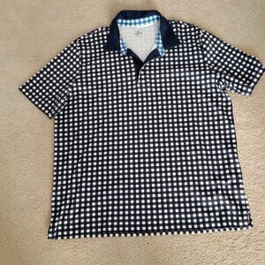 Lands' End  Draper James XL Mens Polo Shirt Gingham Blue Casual VGUC